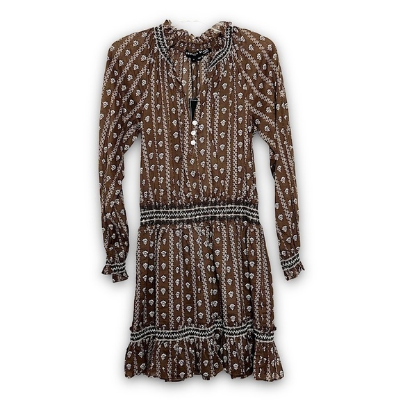 NWT VERONICA BEARD Floral Puffed Long Sleeve Embroidered Smocked Ruffled Dress M - Picture 6 of 15